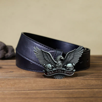 Men's DIY Bad To The Bone Eagle Skull Buckle Leather Belt