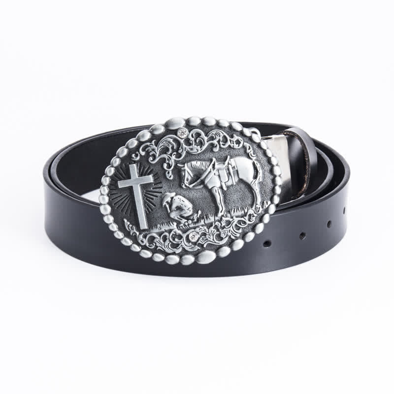 Men's Steed Cross Kneeling Prayer Leather Belt