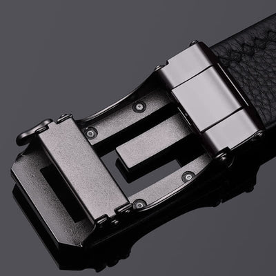 Men's Crocodile Print Hollow Automatic Buckle Leather Belt