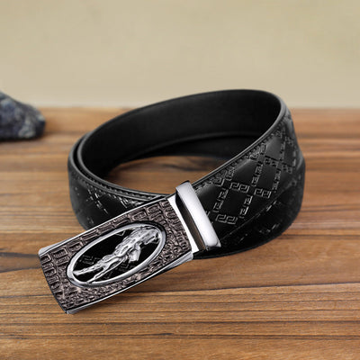 Men's DIY Hollow Crocodile Automatic Buckle Leather Belt