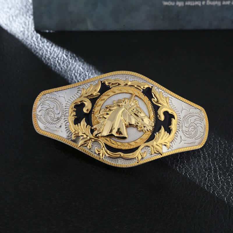 Men's DIY Western Golden Animal Buckle Leather Belt