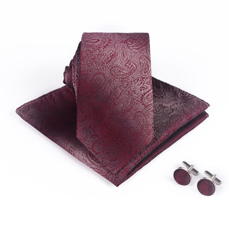 3Pcs Men's Gradient Color Paisley Necktie Set