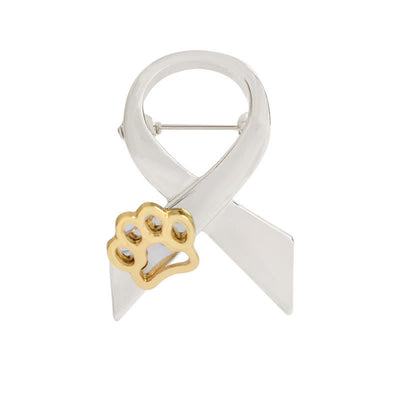 Women's Ribbon Puppy Paw Brooch