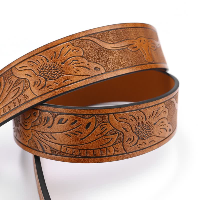 Men's Western Cowboy Turquoise Bull Leather Belt