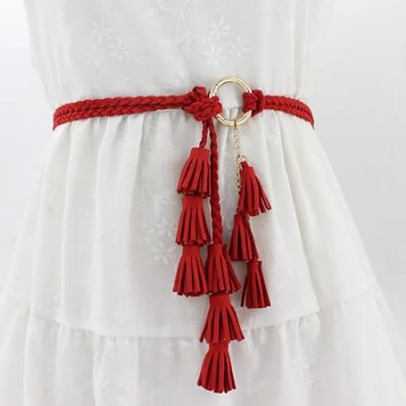 Women's Bohemian Tassels Braided Waist Rope Belt
