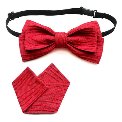 2Pcs Men's Pleated Striped Bow Tie Set