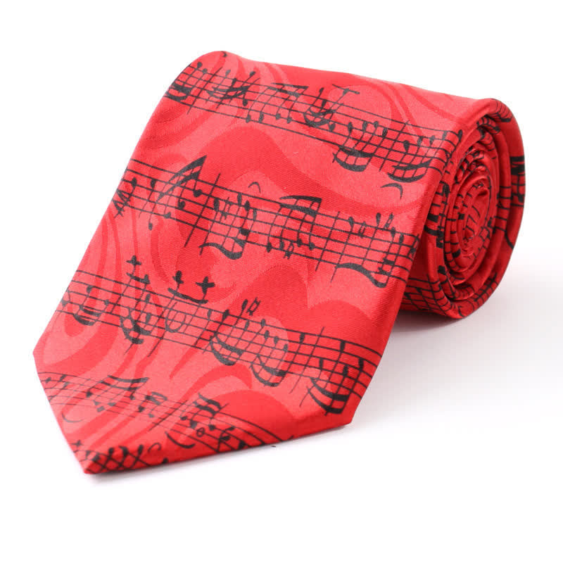 Men's Creative Music Score Cartoon Motif Country Necktie