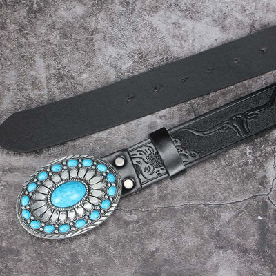 Men's Vintage Bohemia Turquoise Stone Leather Belt