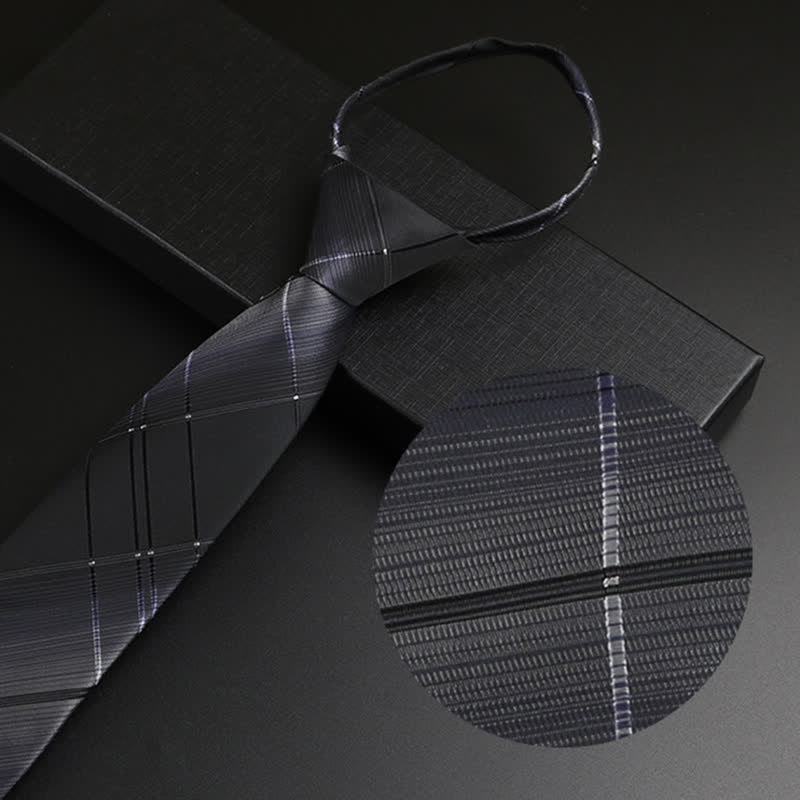 Men's Black-Gray Zipper Tie Classic Necktie