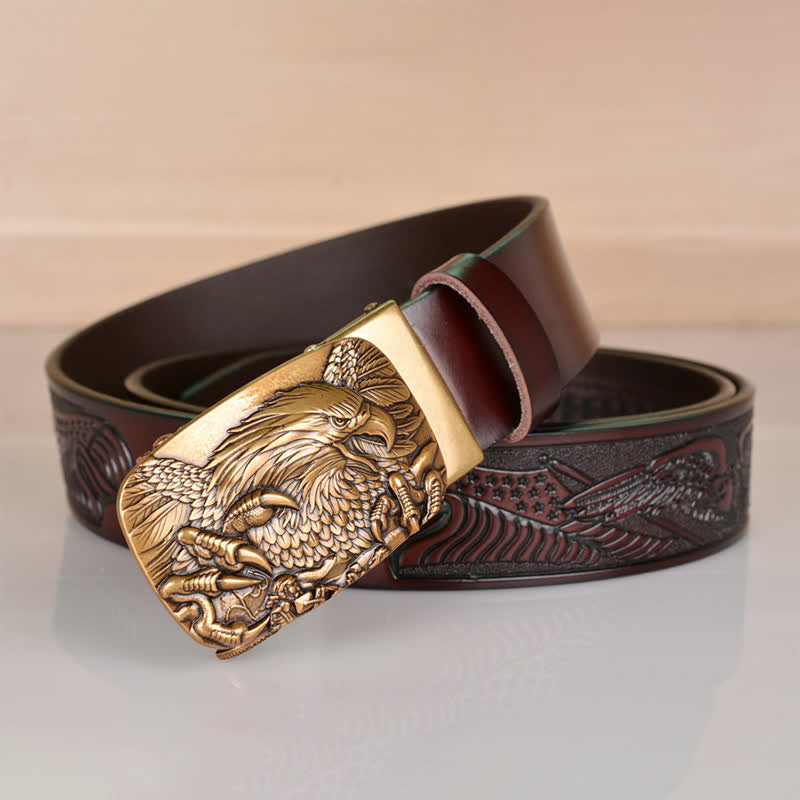 Men's Mighty Eagle Sharp Claw Automatic Buckle Leather Belt