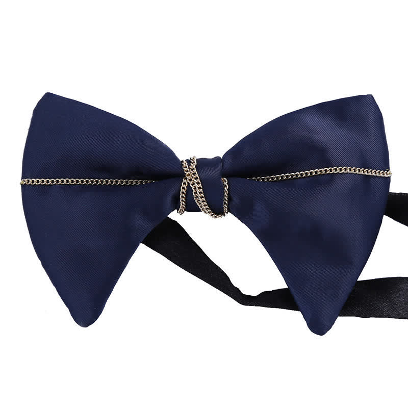 Men's Luxury Navy Blue Chain Bow Tie
