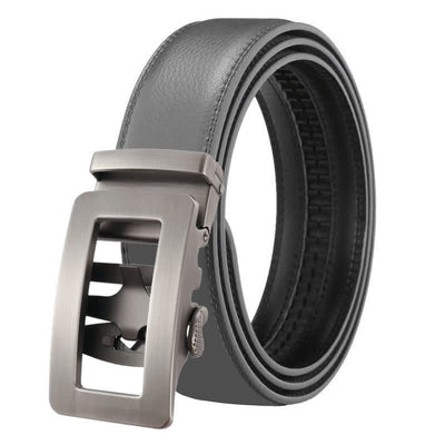 Men's Simple Hollow Automatic Buckle Leather Belt