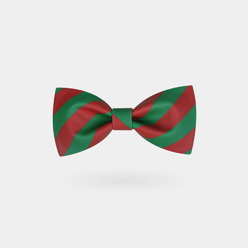 Men's Red & Green Christmas Stripes Bow Tie