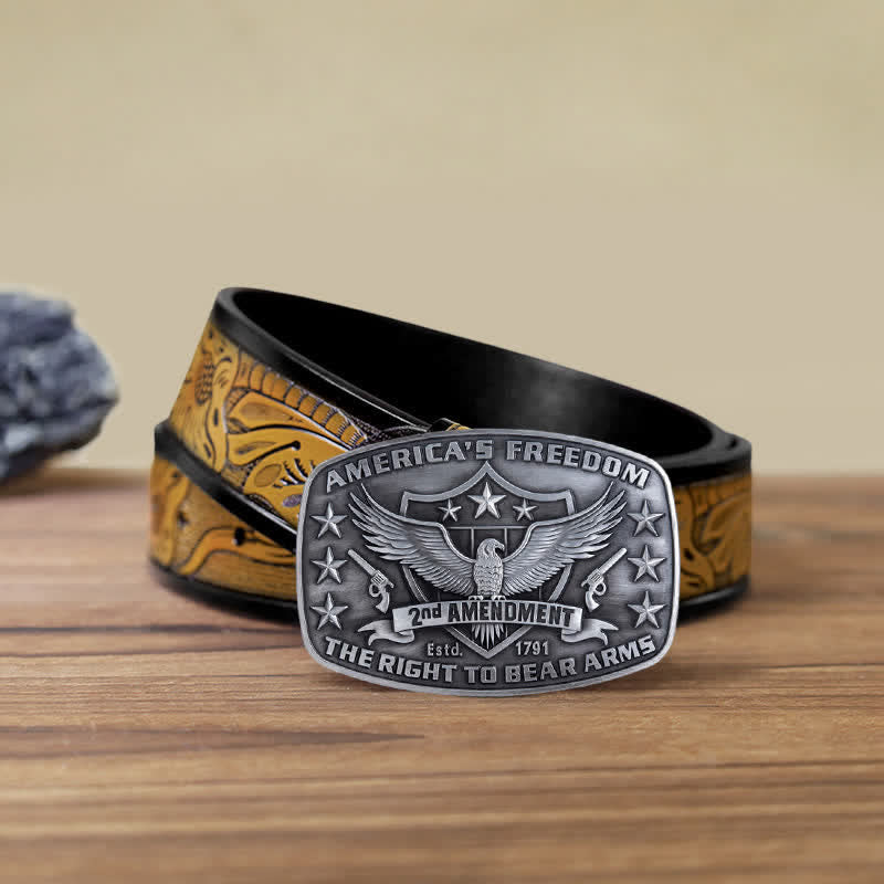 Men's DIY Eagle America's Freedom Buckle Leather Belt