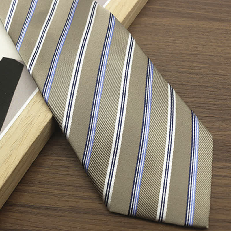 Men's Classic Striped Wide Real Silk Necktie