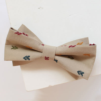 Men's Khaki Embroidery Arrows Bow Tie