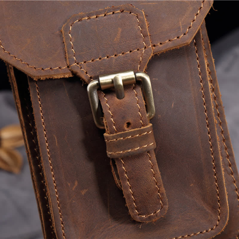 Travel Waist Hanging Pack Hook Leather Belt Bag
