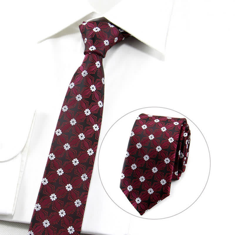 Men's Flower Embroidered Geometric Necktie