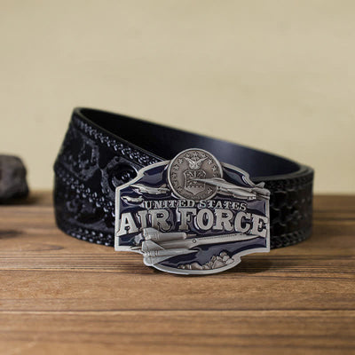 Men's DIY United States Air Force Buckle Leather Belt