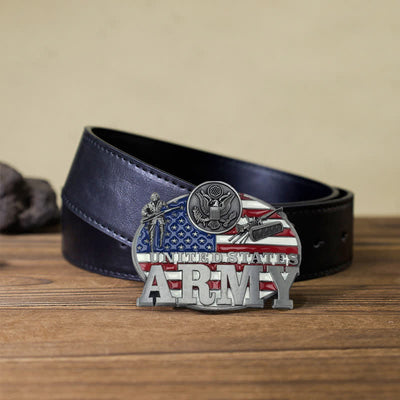 Men's DIY Military US Army Buckle Leather Belt