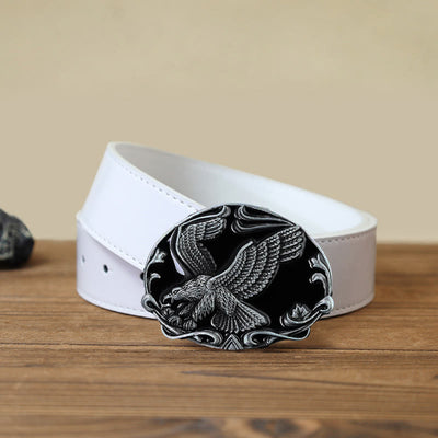 Men's DIY Spreading Wings Eagle Freedom Buckle Leather Belt