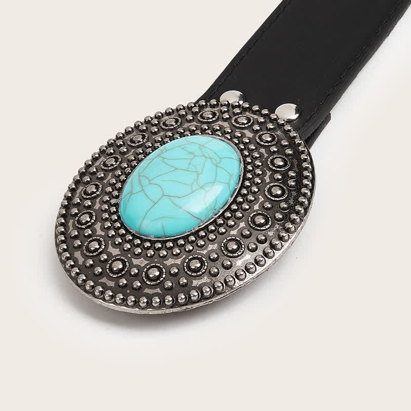 Women's Bohemia Artificial Turquoise Decor Leather Belt