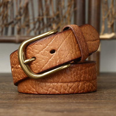 Men's Embossed Bison Skin Pattern Leather Belt