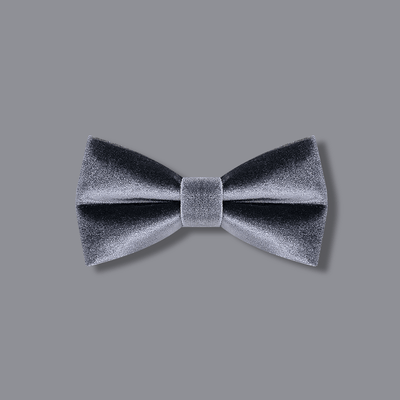 Men's Charcoal Gray Solid Color Velvet Bow Tie