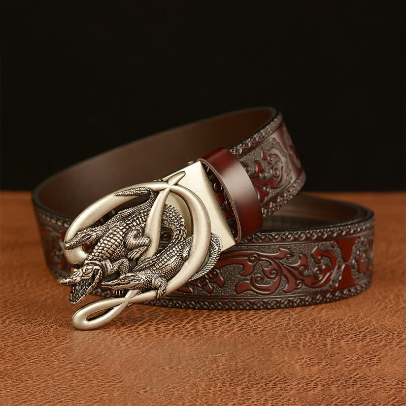 Men's Crocodile Buckle Embossing Leather Belt