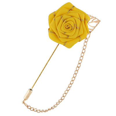 Men's Floral Camellia Chain Brooch