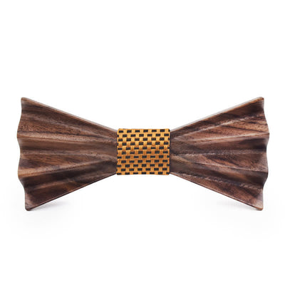 Men's Dark Stereo 3D Folded Wooden Bow Tie