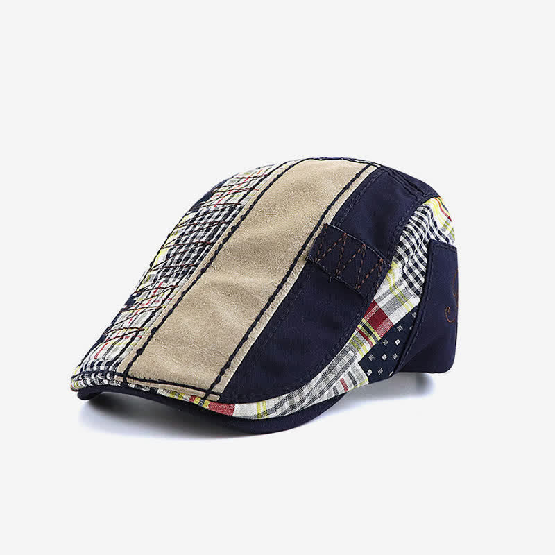 Stitching Patchwork Cabbie Beret Flat Cap