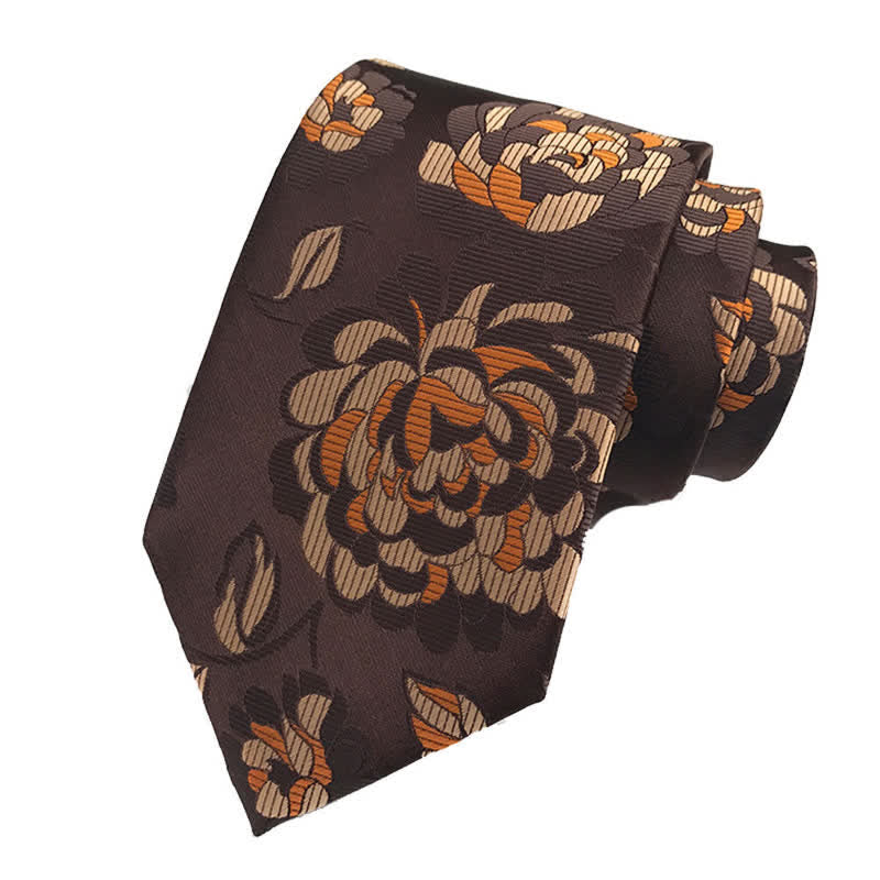 3Pcs Men's Chrysanthemum Floral Necktie Set
