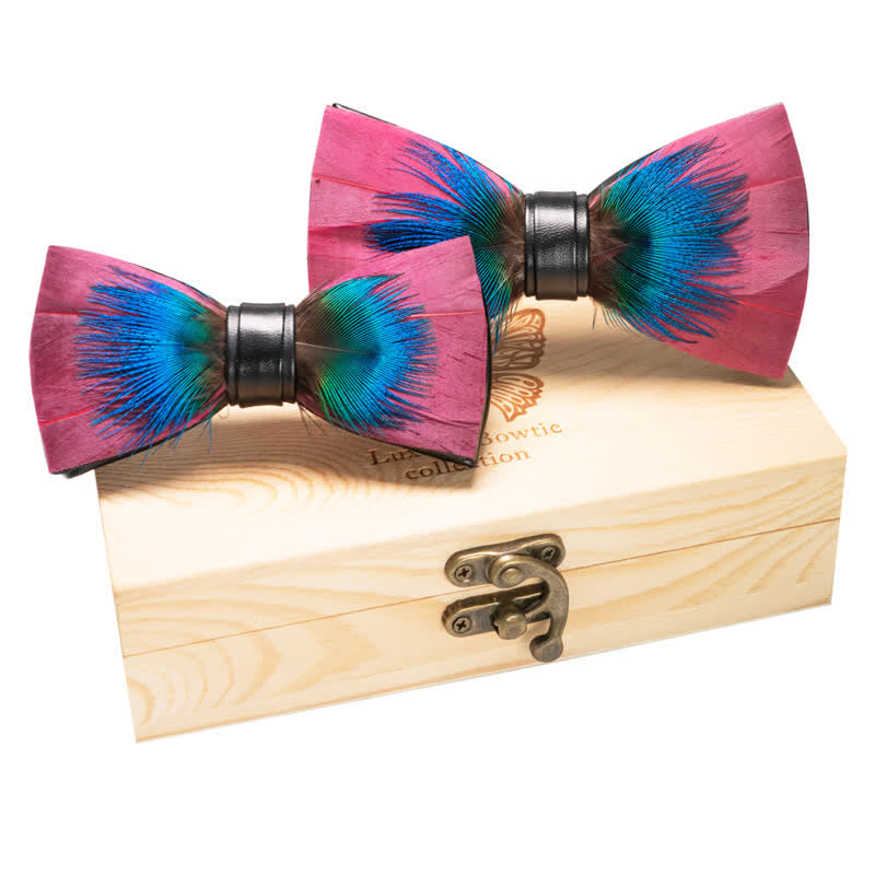 2Pcs Magenta & Blue Parent-Child Bow Ties Set