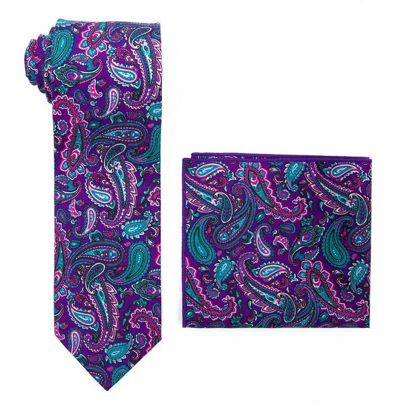 2Pcs Men's Exotic Paisley Necktie Set