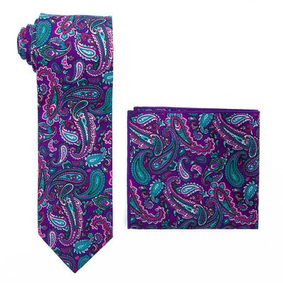 2Pcs Men's Exotic Paisley Necktie Set