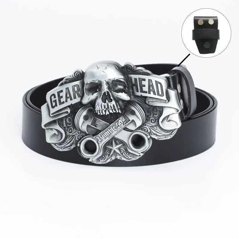 Men's Fancy Skull Gear Head Punk Leather Belt