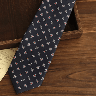 Men's Navy & Red Diamonds Necktie