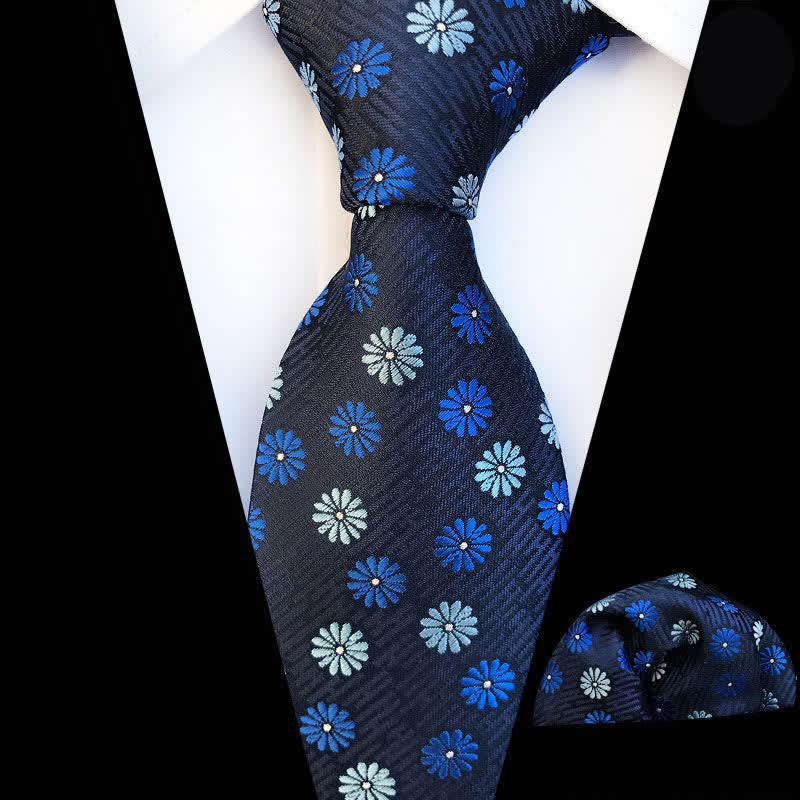 2Pcs Men's Daisies Floral Necktie Set