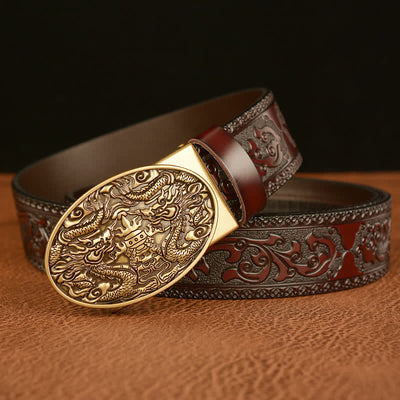 Men's Double Dragon Battling Leather Belt