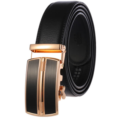 Men's Simple Hollow Automatic Buckle Leather Belt