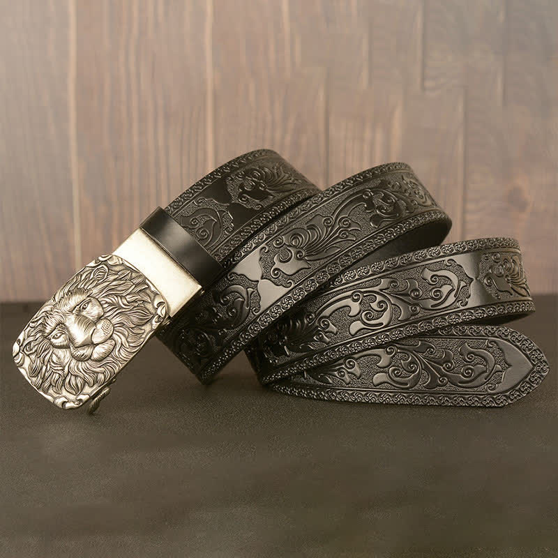 Men's Honor Male Lion Head Leather Belt