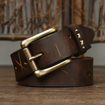 Men's Vintage Fancy Carving Leather Belt