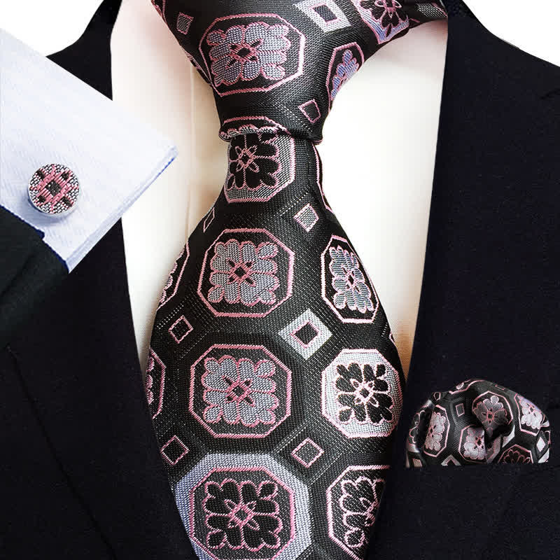 3Pcs Men's Classic Paisley Floral Necktie Set