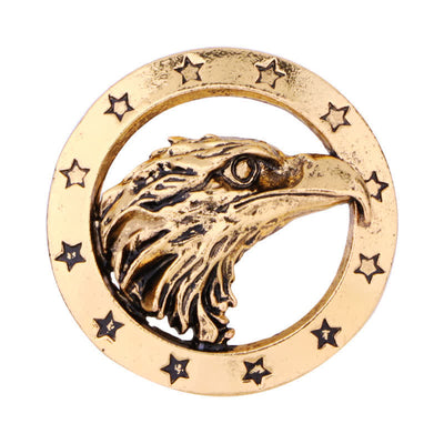 Men's Circle Hawk Head Brooch