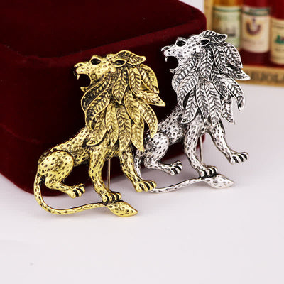 Men's Antique Retro Lion Brooch