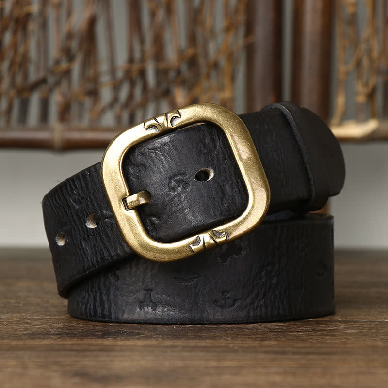 Men's Timeless Anchor Embossing Genuine Leather Belt