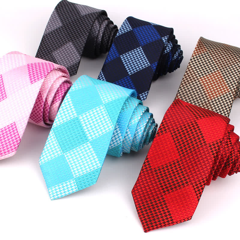 Men's Visual Patchwork Large Check Necktie