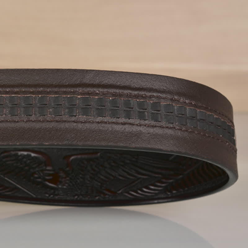 Men's Intricate Eagle Head Automatic Buckle Leather Belt