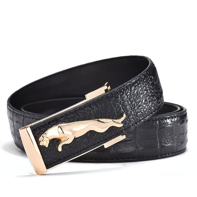 Men's Luxury Business Leopard Buckle Leather Belt